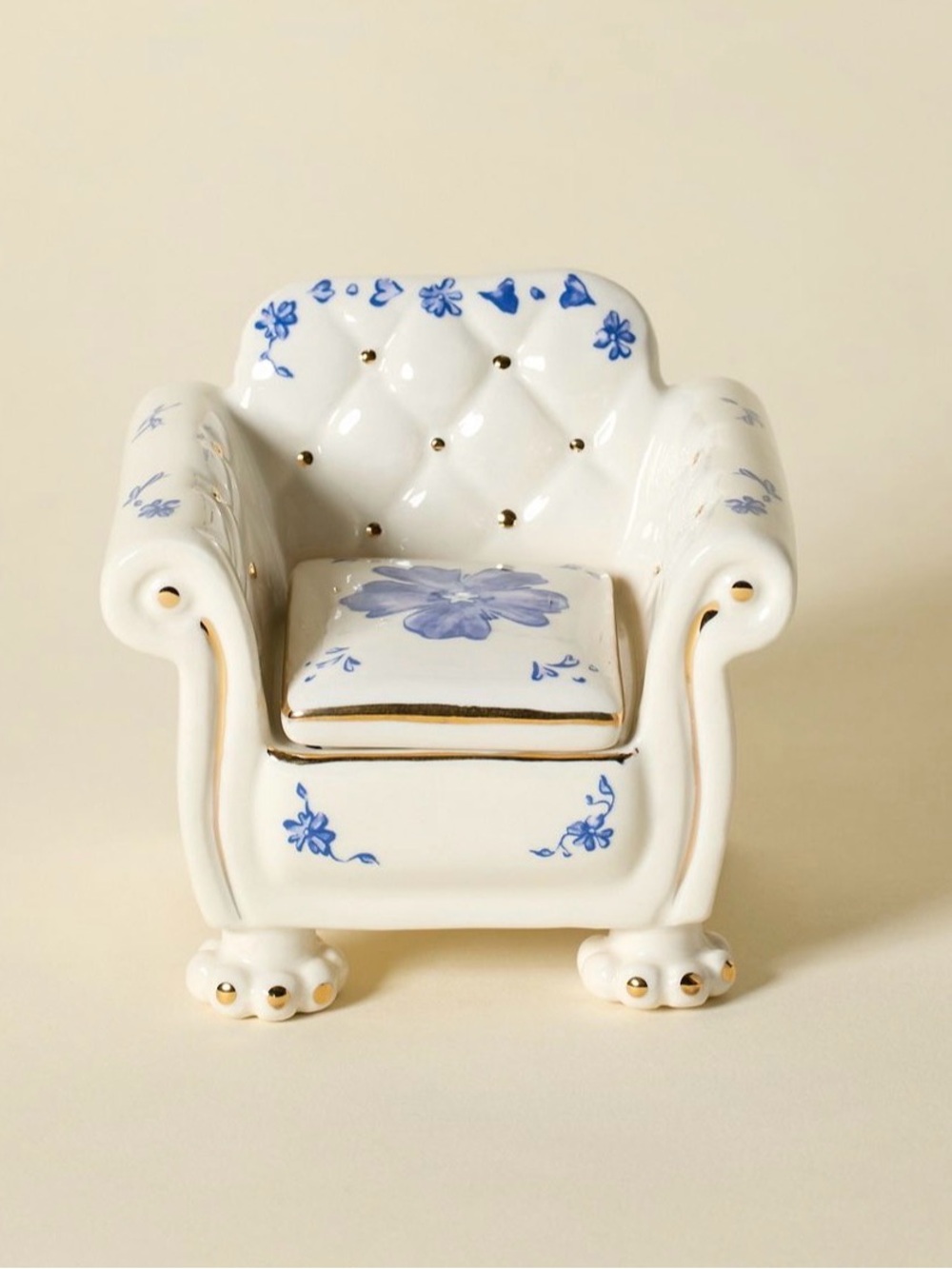 Urban Outfitters UO HOME White and Blue Amelie Chair Trinket Box NEW NWT